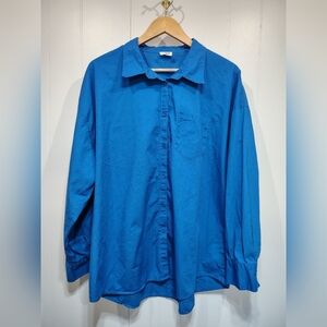 Cotton On Royal Blue Oversized‎ Button Down Shirt 100% Cotton Size L Oversized